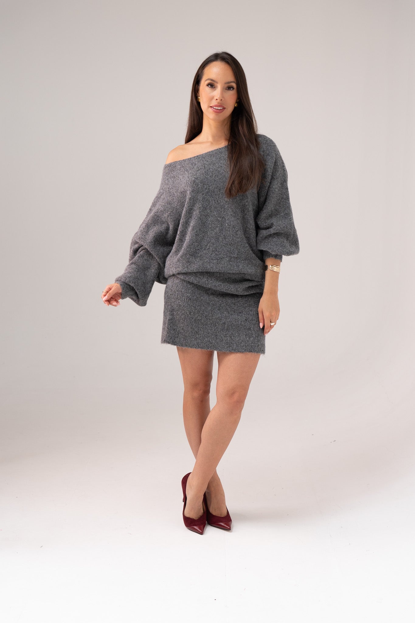 Caitlyn Longline Jumper In Grey