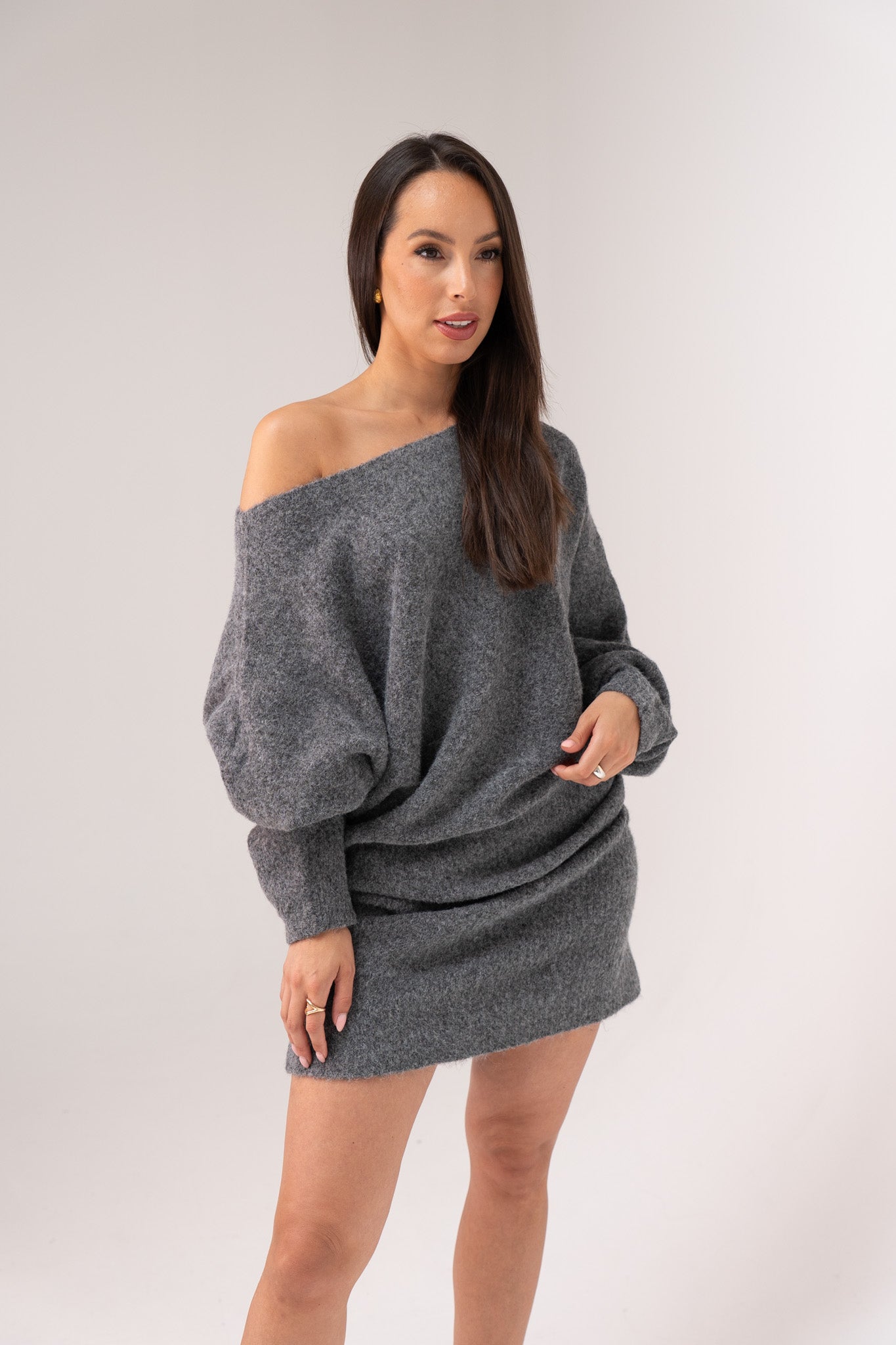Caitlyn Longline Jumper In Grey