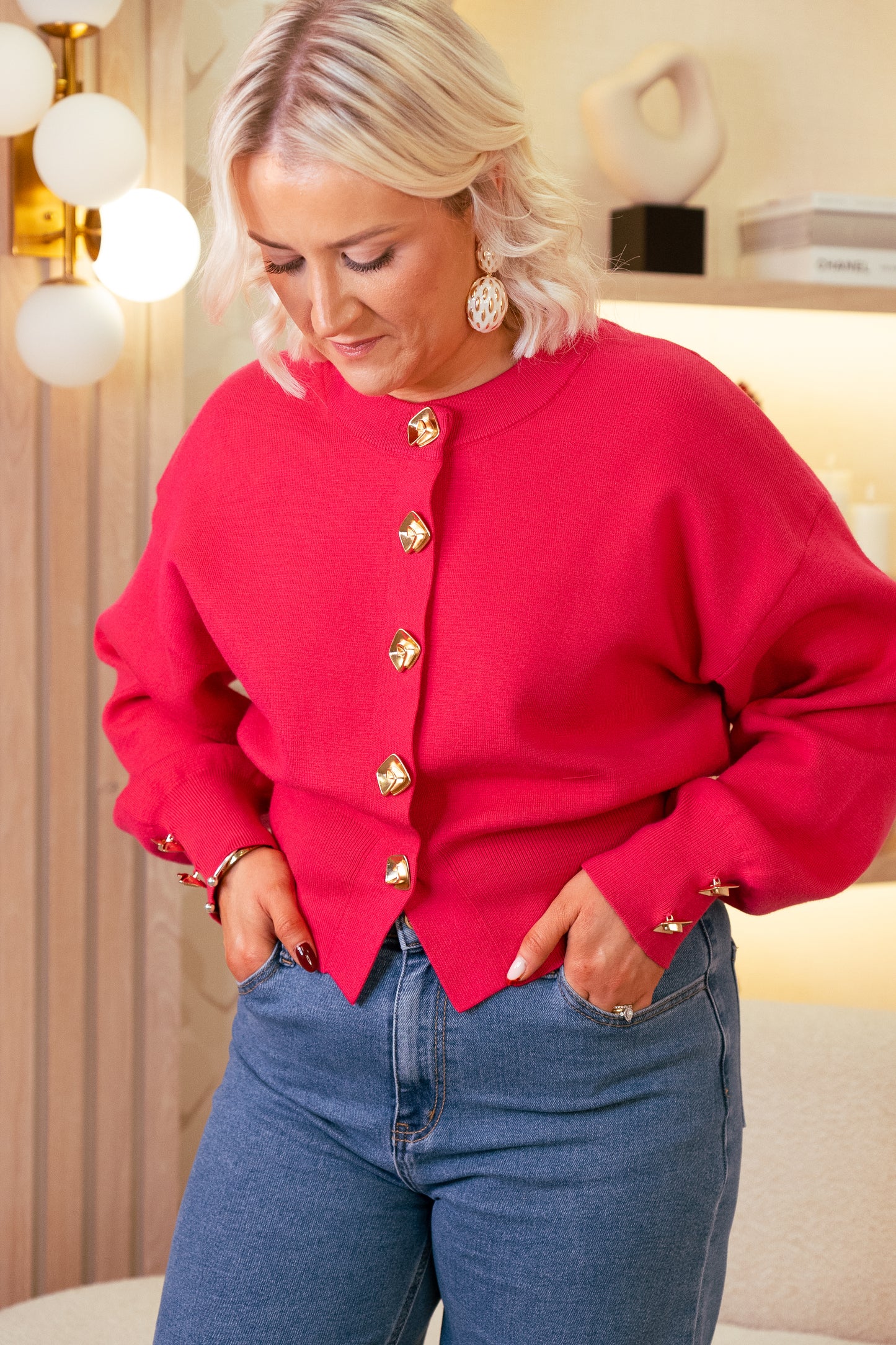 Love Laura Cardigan In Pink