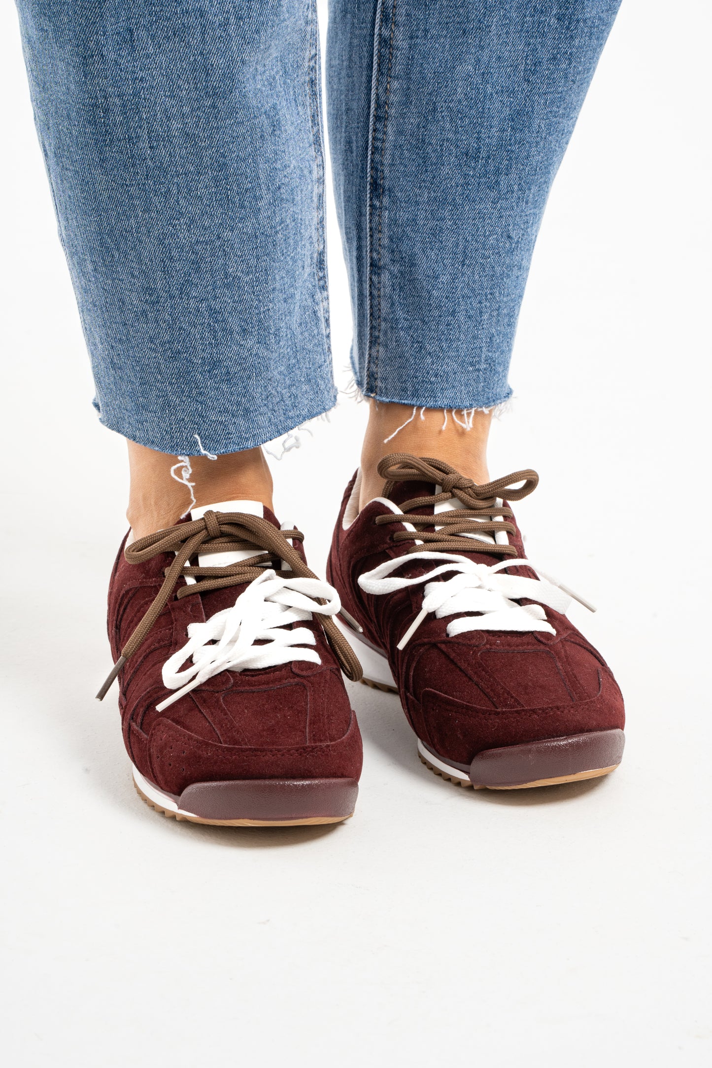 Cathy Double Laced Trainers In Wine