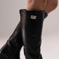 Cathy Faux Leather Flat Boot In Black