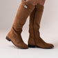 Cathy Faux Suede Flat Boot In Camel