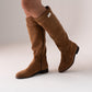 Cathy Faux Suede Flat Boot In Camel