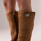 Cathy Faux Suede Flat Boot In Camel
