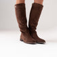 Cathy Faux Suede Flat Boot In Chocolate