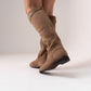 Cathy Faux Suede Flat Boot In Taupe