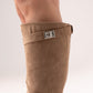 Cathy Faux Suede Flat Boot In Taupe