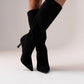 Cathy Faux Suede Heeled Boot In Black