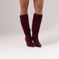 Cathy Faux Suede Heeled Boot In Bordeaux