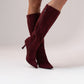 Cathy Faux Suede Heeled Boot In Bordeaux