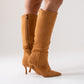 Cathy Faux Suede Heeled Boot In Camel