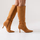Cathy Faux Suede Heeled Boot In Camel