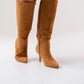 Cathy Faux Suede Heeled Boot In Camel