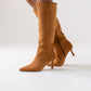 Cathy Faux Suede Heeled Boot In Camel