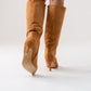 Cathy Faux Suede Heeled Boot In Camel