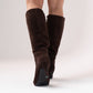 Cathy Faux Suede Heeled Boot In Chocolate