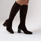 Cathy Faux Suede Knee Boot In Chocolate
