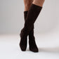 Cathy Faux Suede Knee Boot In Chocolate