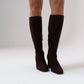 Cathy Faux Suede Knee Boot In Chocolate