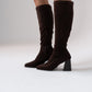 Cathy Faux Suede Knee Boot In Chocolate