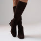 Cathy Faux Suede Knee Boot In Chocolate