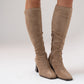 Cathy Faux Suede Knee Boot In Neutral