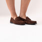 Cathy Faux Suede Loafers In Chocolate