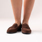 Cathy Faux Suede Loafers In Chocolate