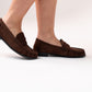 Cathy Faux Suede Loafers In Chocolate