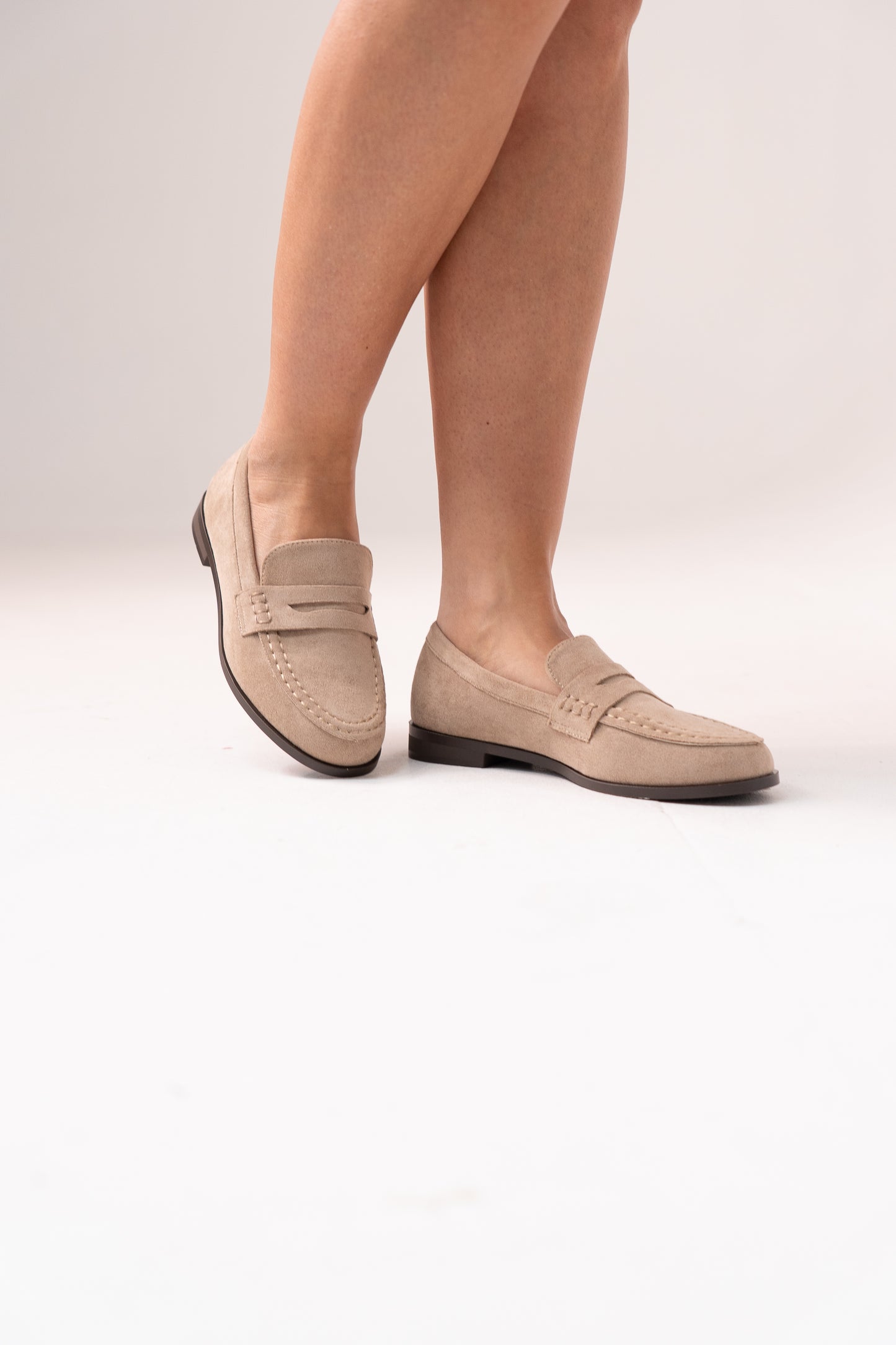 Cathy Faux Suede Loafers In Neutral