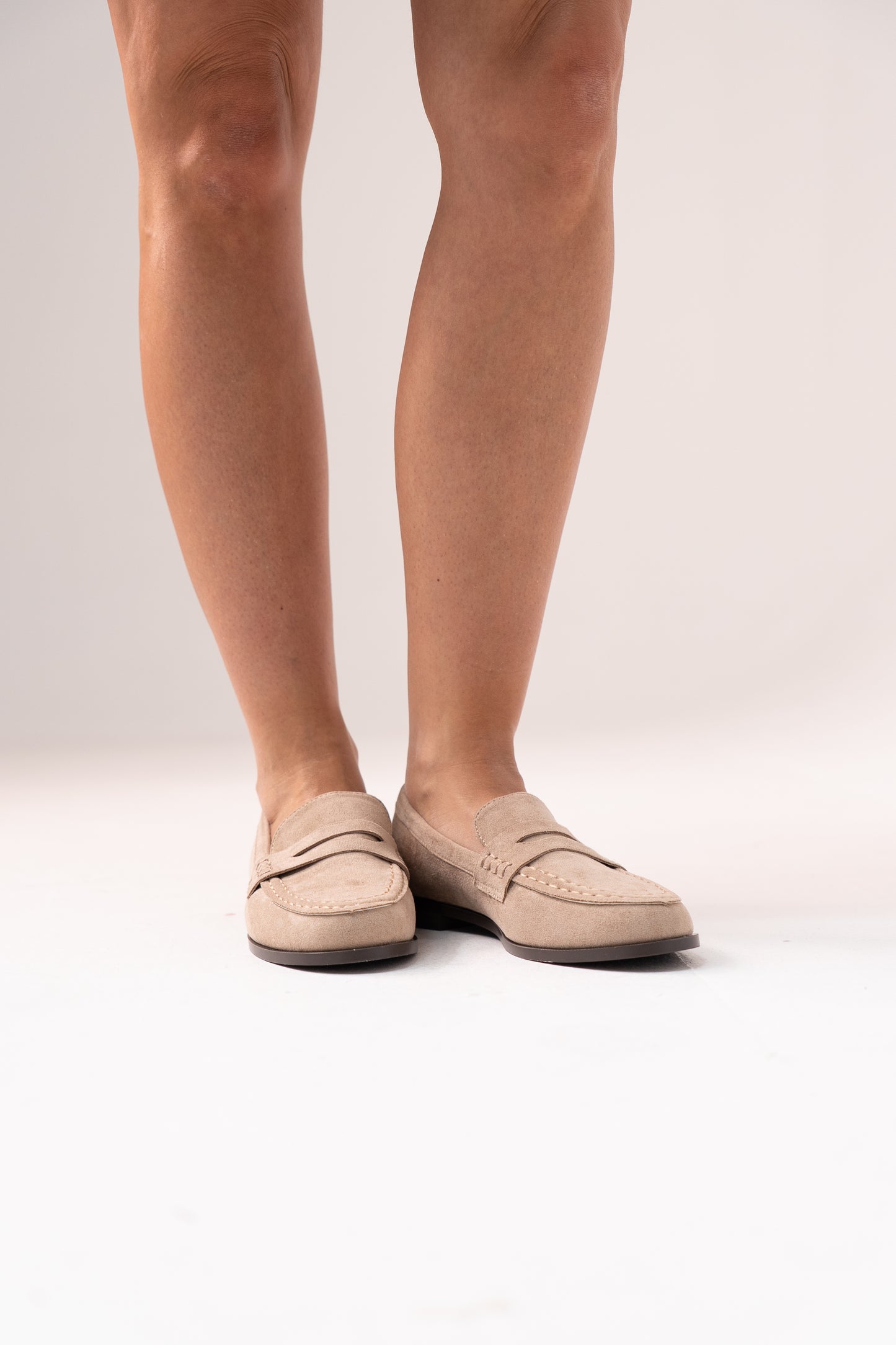 Cathy Faux Suede Loafers In Neutral