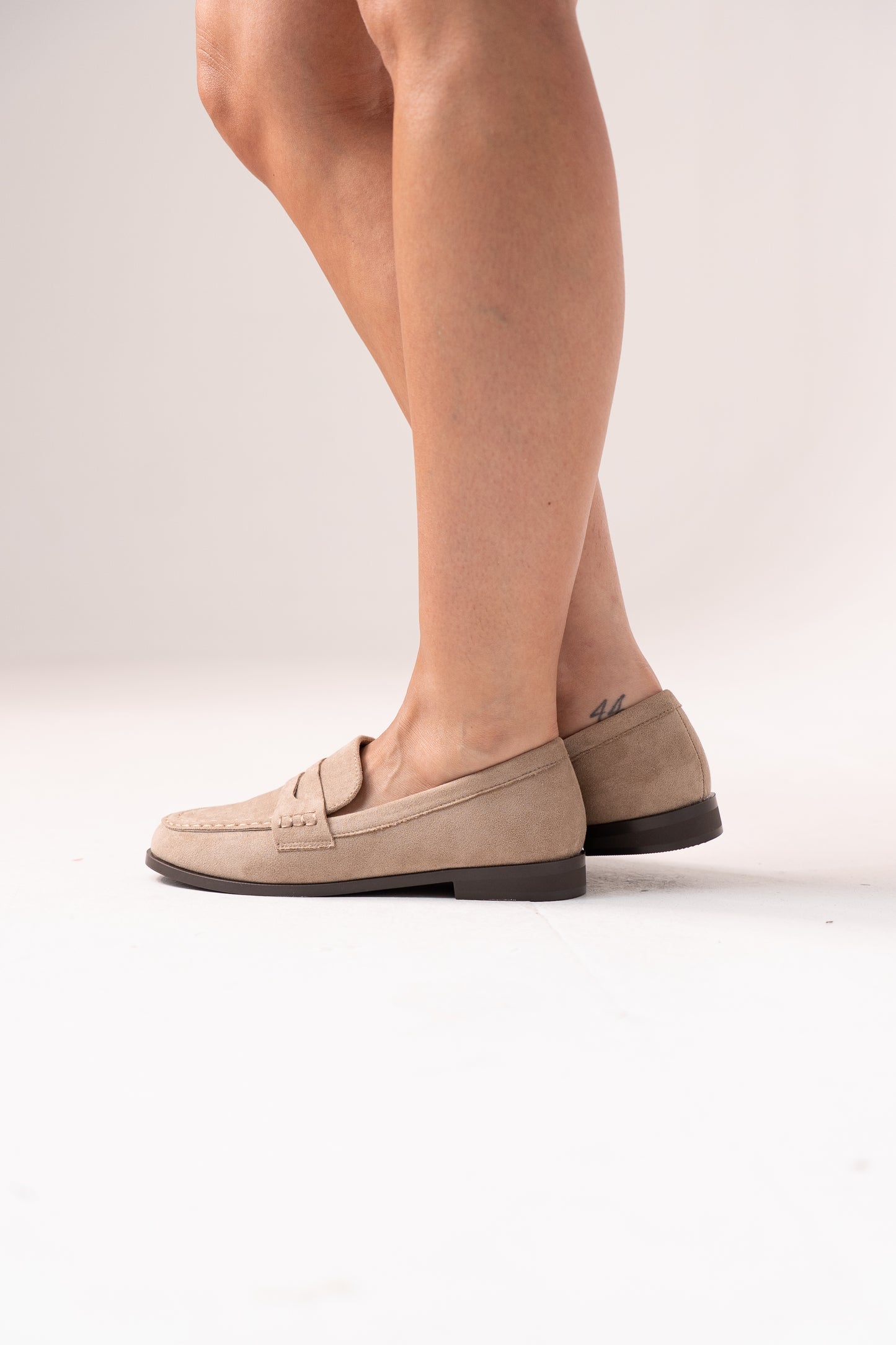 Cathy Faux Suede Loafers In Neutral