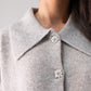 Cathy Studded Collar Cardigan In Taupe
