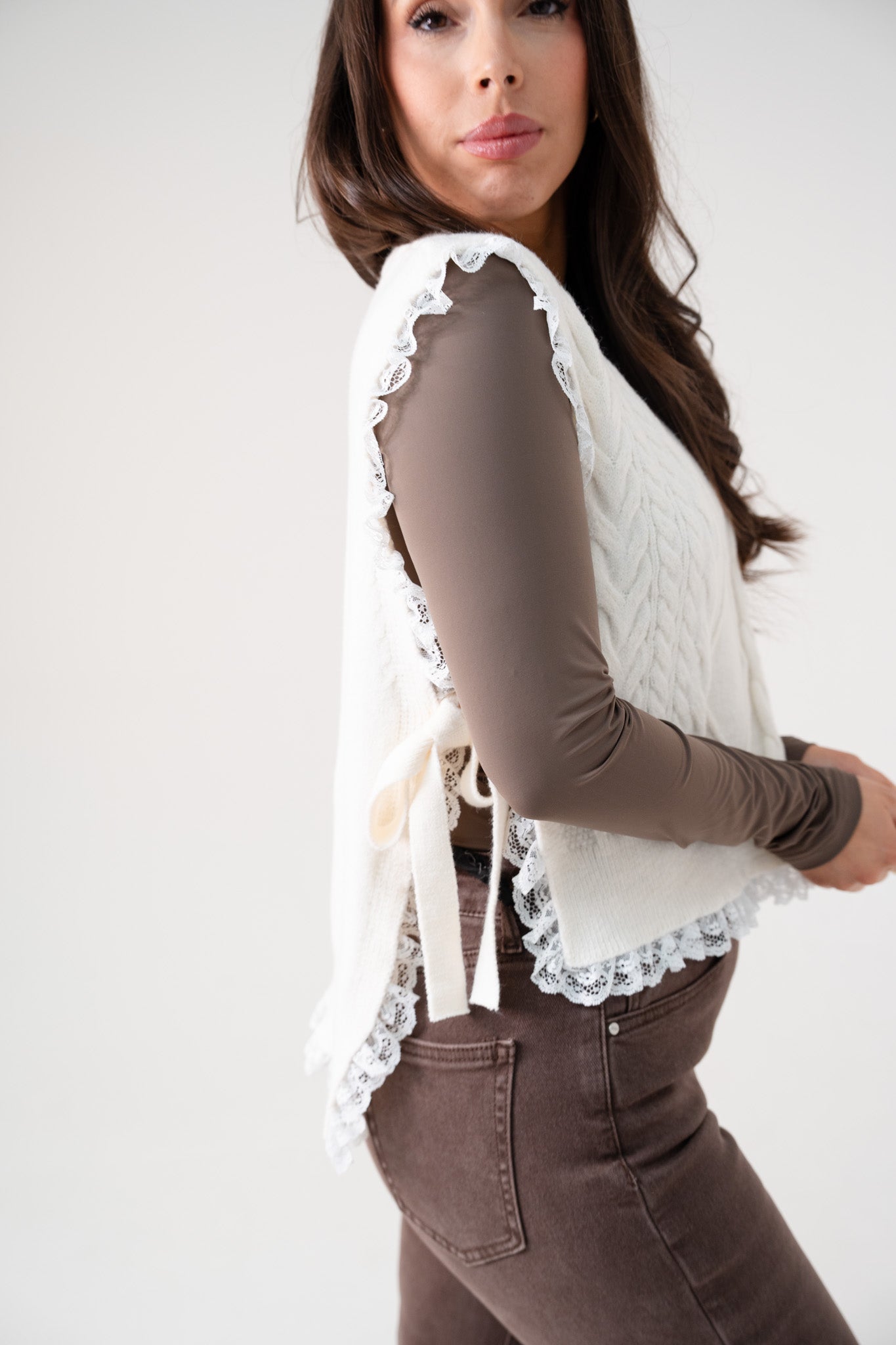 Cathy Tie Side Sleeveless Knit In Cream