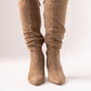 Cathy Slouched Faux Suede Boots In Neutral