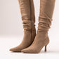 Cathy Slouched Faux Suede Boots In Neutral