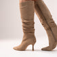 Cathy Slouched Faux Suede Boots In Neutral