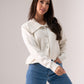 Cathy Studded Collar Cardigan In Cream