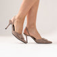 Cathy Faux Suede Buckle Heel In Neutral