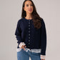 Cathy Drawstring Cardigan In Navy