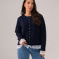 Cathy Drawstring Cardigan In Navy