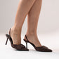 Cathy Faux Suede Buckle Heel In Chocolate