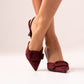 Cathy Faux Suede Buckle Heel In Wine