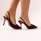 Cathy Faux Suede Buckle Heel In Wine
