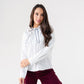 Connie Bow Neck Blouse In White