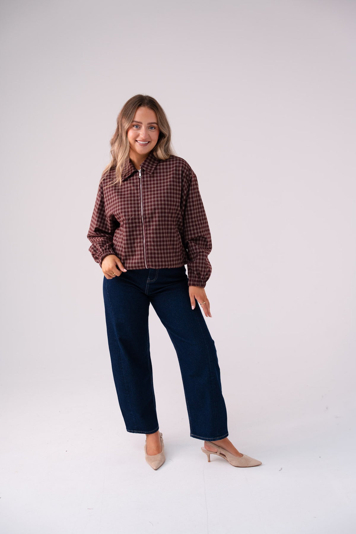 Connie Check Jacket In Prune
