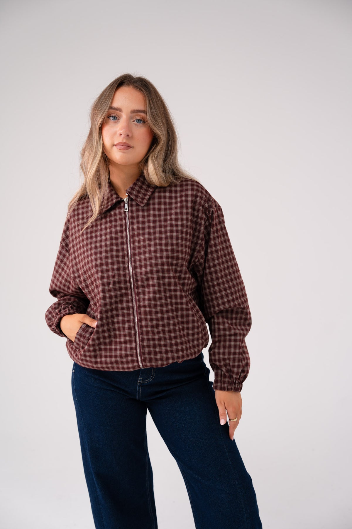 Connie Check Jacket In Prune