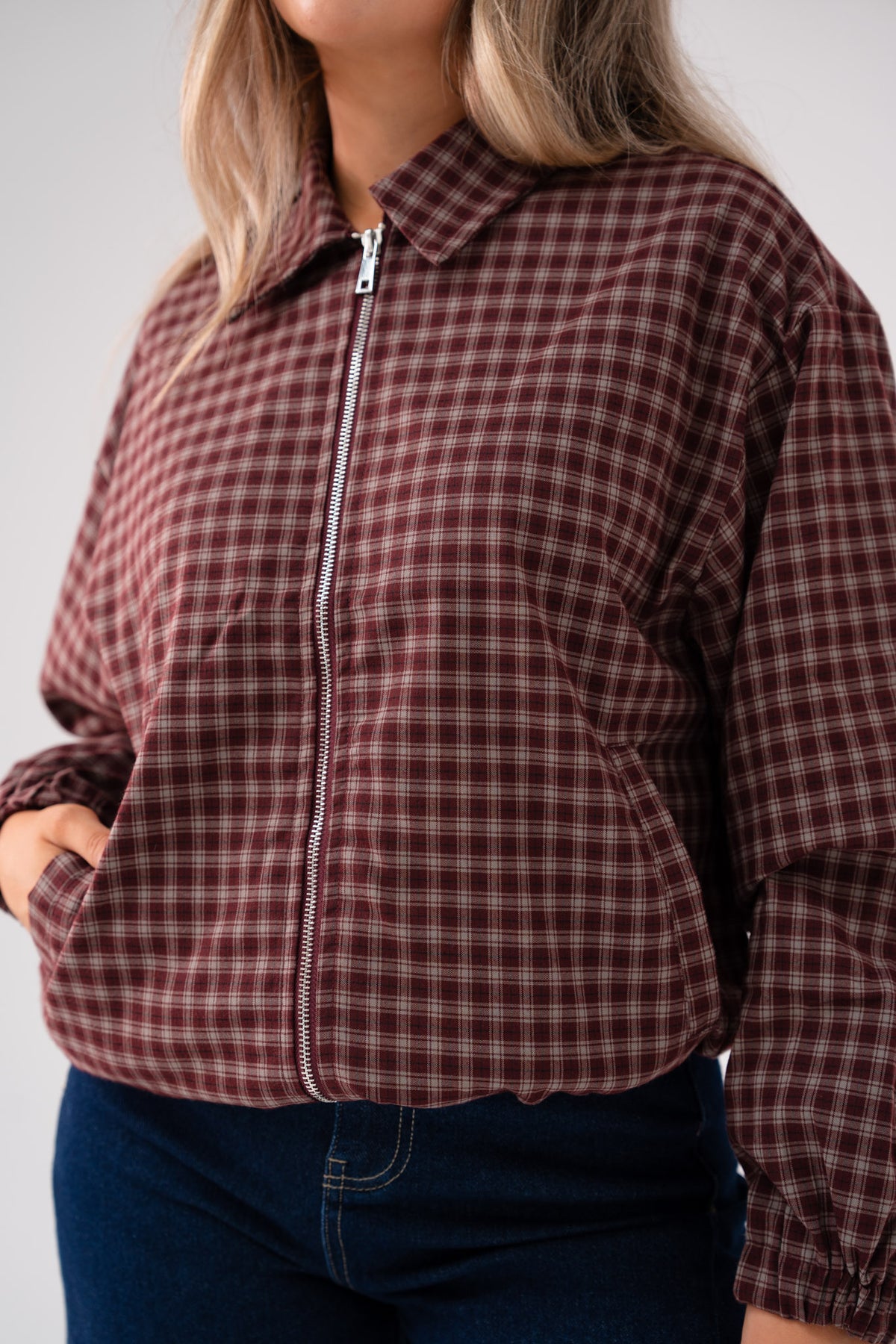 Connie Check Jacket In Prune