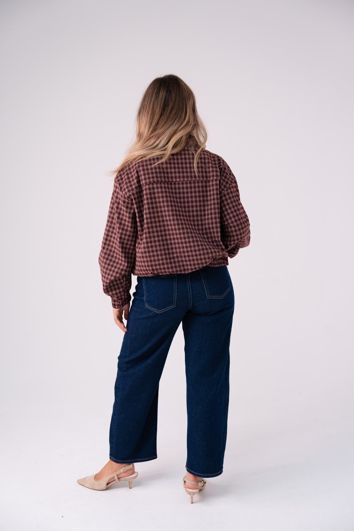 Connie Check Jacket In Prune