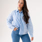 Connie Contrast Shirt In Blue Check